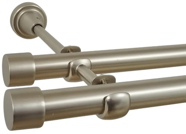 Galerie dubla fara inele CAPACEL 19 mm CROM MAT (Alege marime: 120 cm)