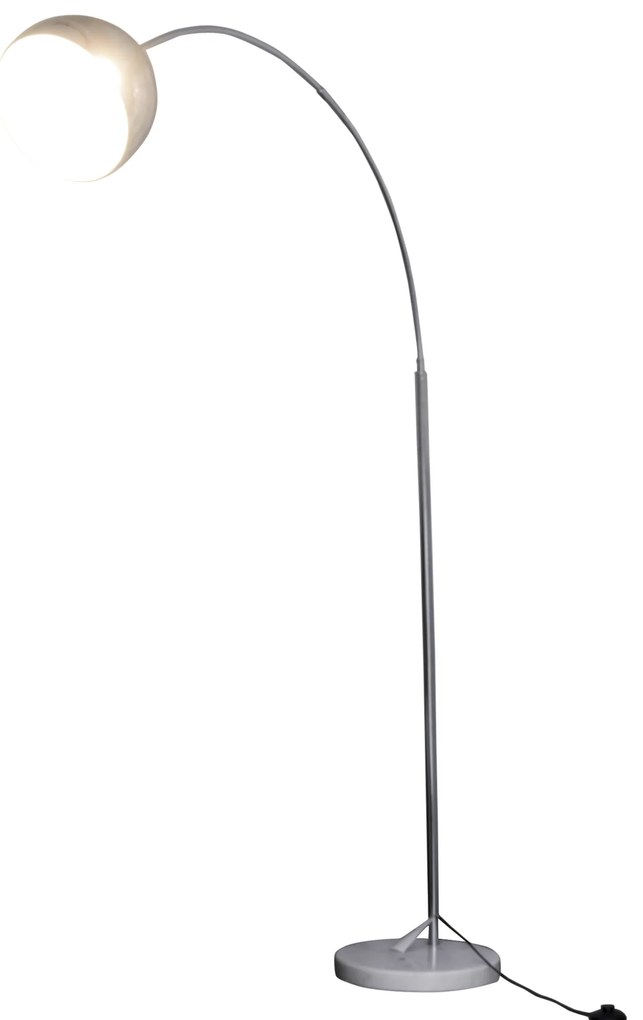 HOMCOM Lampa de podea in forma de arc de 205 cm cu abajur reglabil, baza rotunda din marmura, metal, 31x120x205 cm