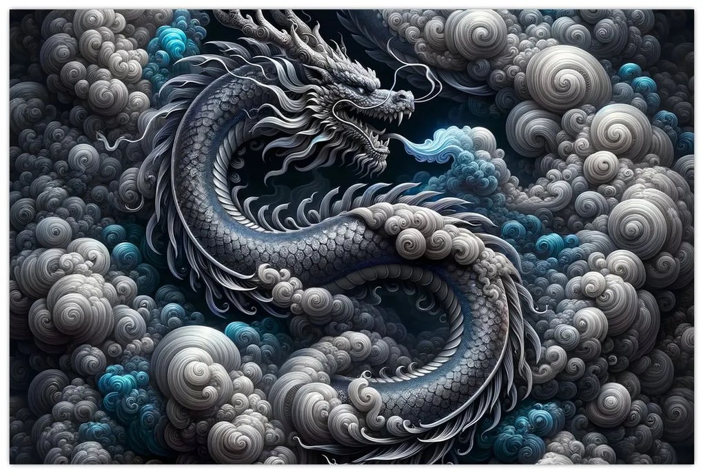 Tablou – Dragon în fum (90x60 cm)