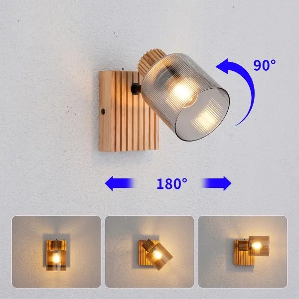 Brilagi - Aplică de perete cu spot HYGGE 1xE14/15W/230V, lemn/fumuriu