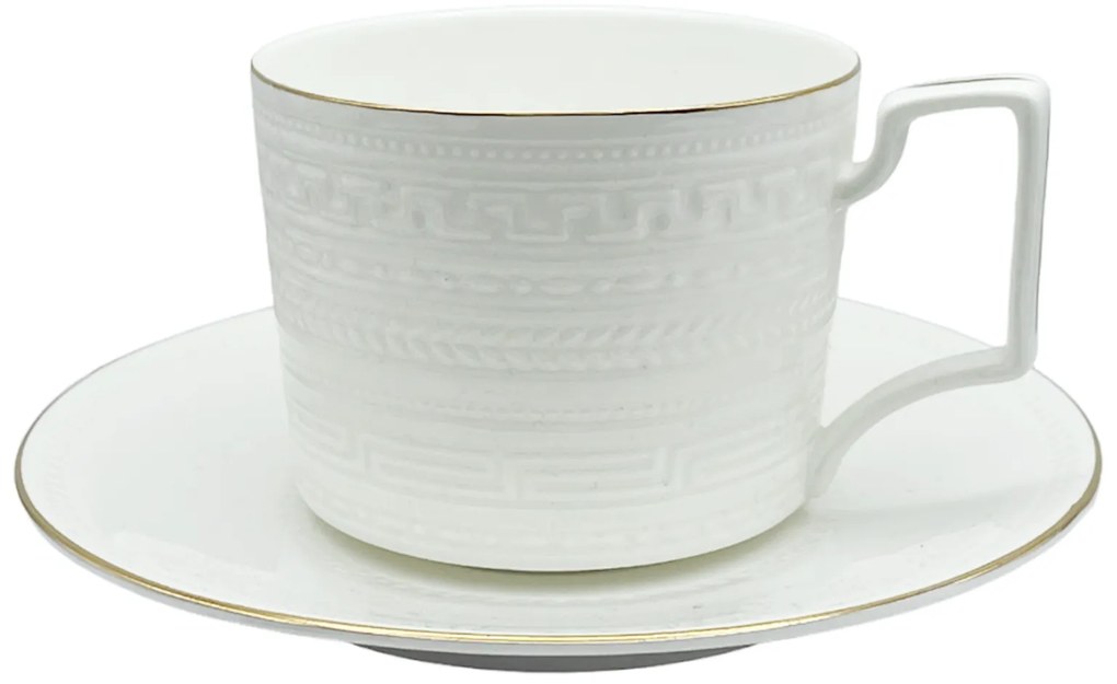 Set portelan fin, Ceainic si 2 Cesti cu Farfurii ANTOINE, 250ml