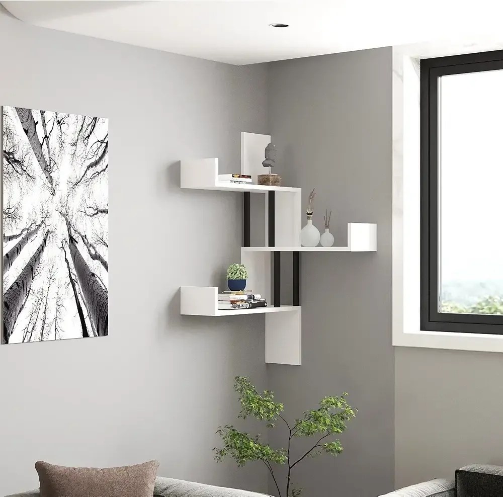 Raft de perete Aliza colti culoare alb 105 cm