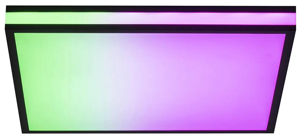 Plafoniera pătrat negru cu LED RGBW cu telecomandă - Trafalgar