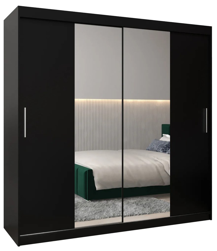 Dulap de haine 200 cm Toki 1 (negru mat + negru mat). 1064934