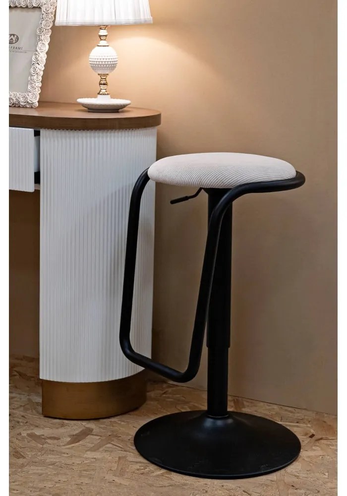 Scaun de bar alb/negru cu înălțime ajustabilă tapițat (înălțime șezut 61 cm) Destiny – Mauro Ferretti