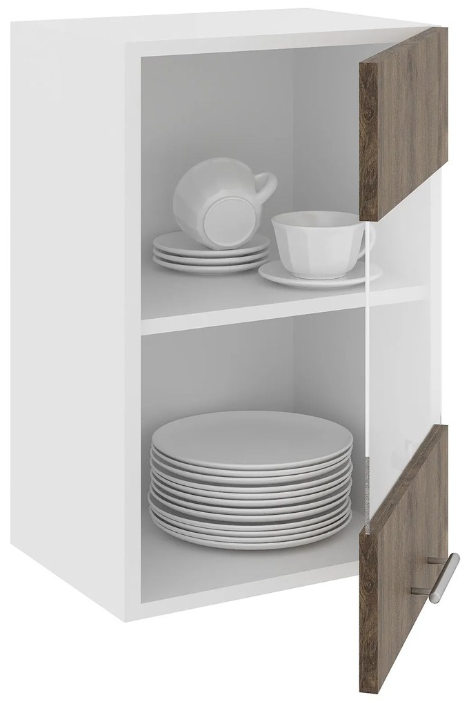 Corp Superior Karo, O Usa, cu sticla, Stejar Bronz/Alb, 40 x 30 x 60 cm