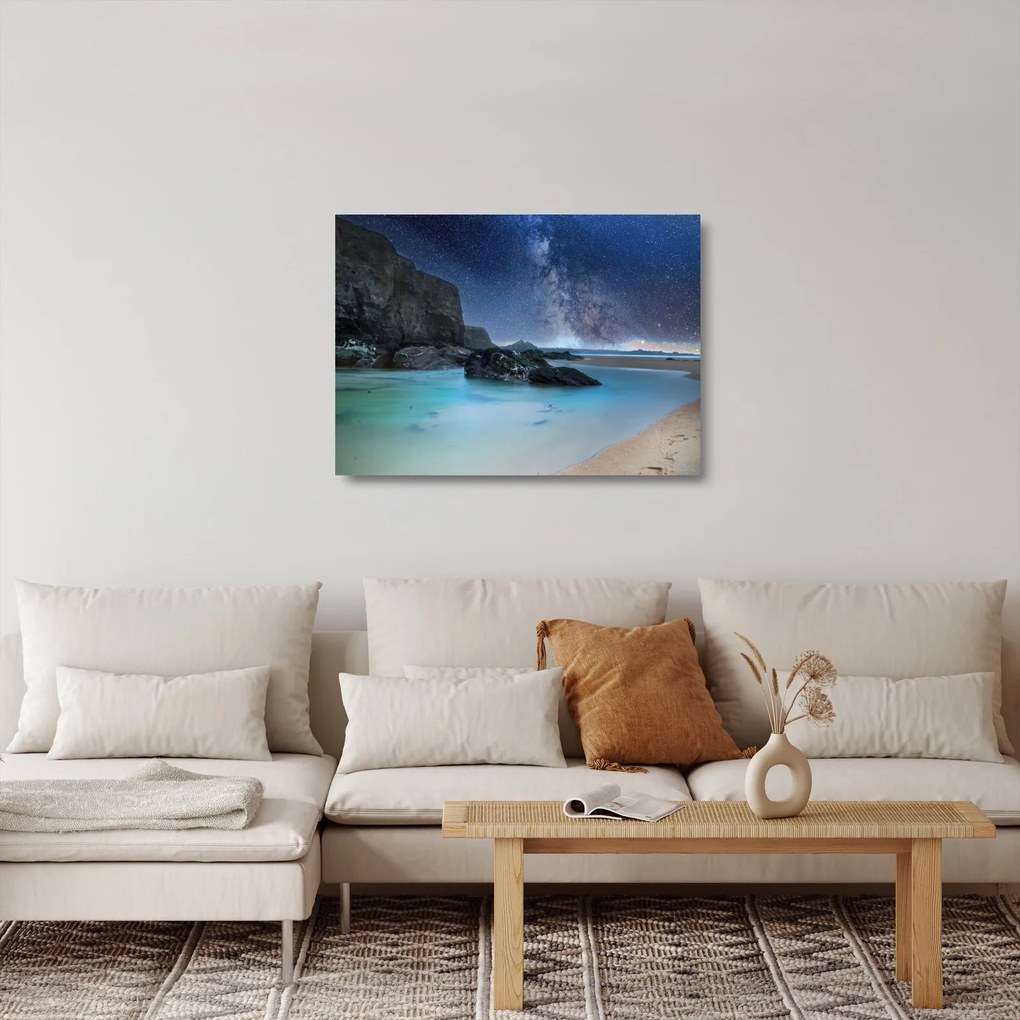 Tablou pe sticlă cu plaja (70x50 cm)