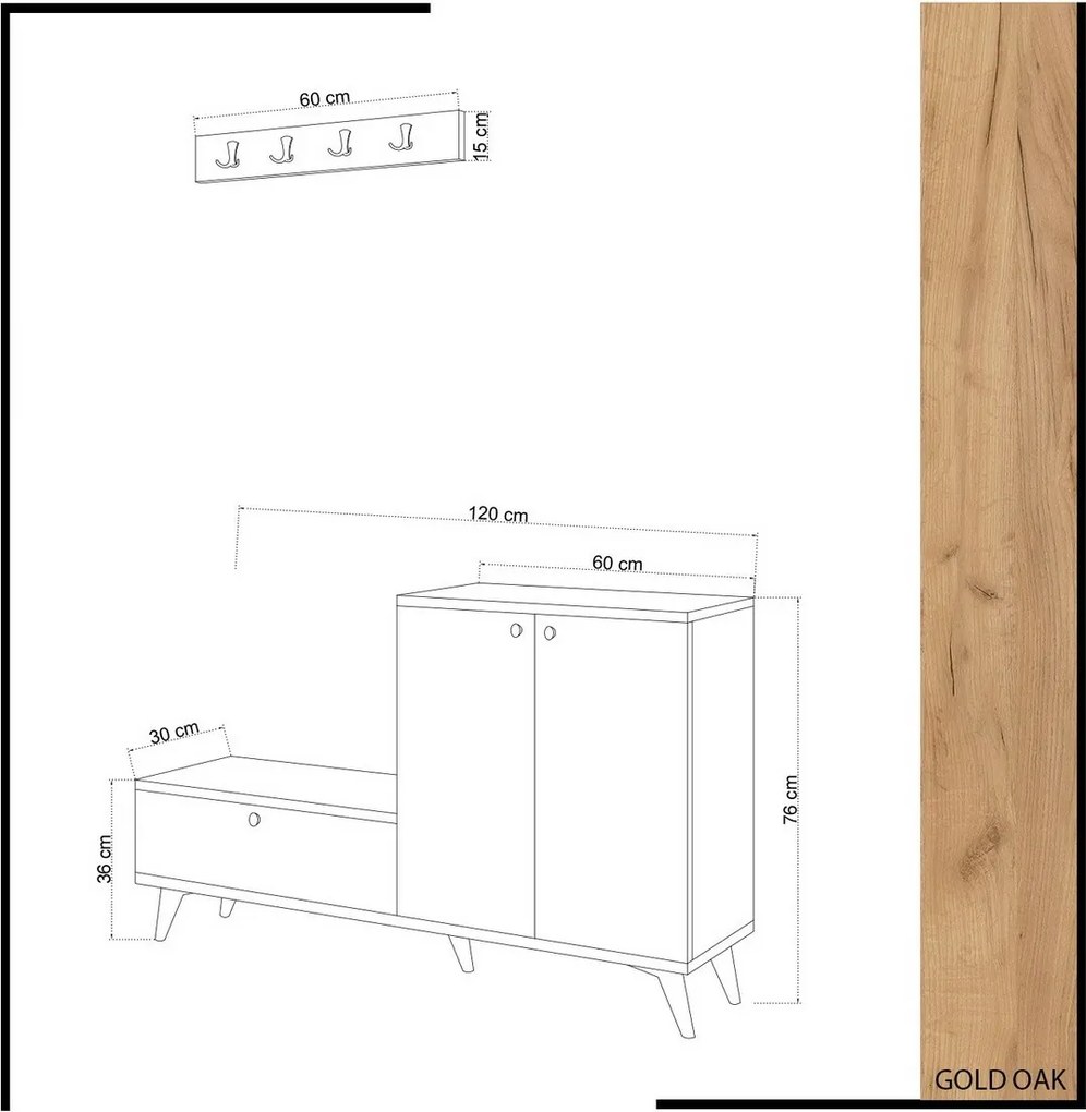 Set de hol Fiel Oak and White