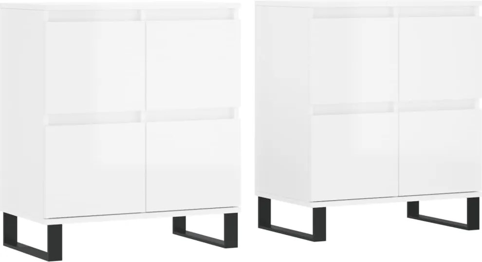 vidaXL Servante, 2 piese, alb extralucios, lemn prelucrat