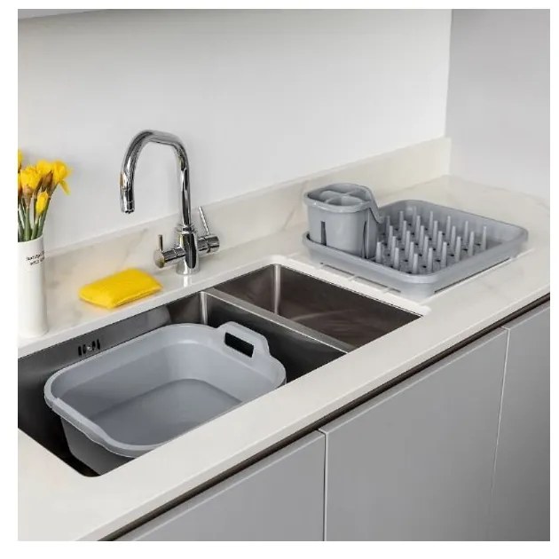 Scurgător pentru tacâmuri din plastic reciclat Addis Eco Range, gri