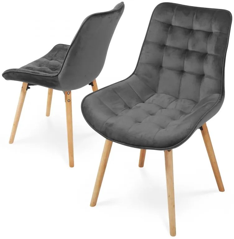 MIADOMODO Set scaune de sufragerie matlasate, gri închis 2 b