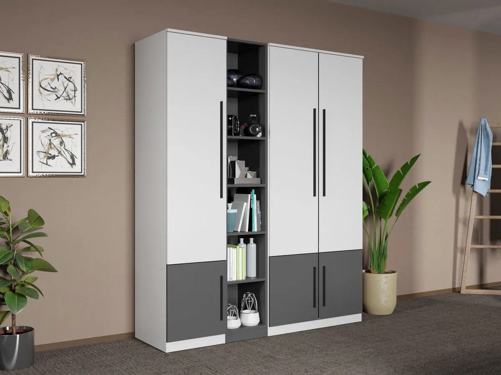 Set mobila dormitor 4 piese Alb/Gri antracit Storm C04