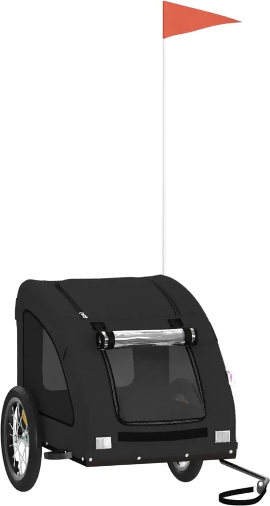 vidaXL Remorcă bicicletă animale companie, negru, textil oxford/fier