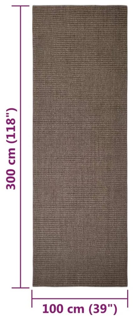 Covor din sisal natural, maro, 100x300 cm Maro, 100 x 300 cm