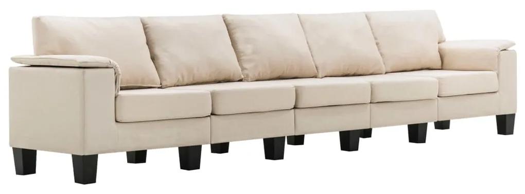 Canapea cu 5 locuri, crem, material textil Crem, cu 5 locuri