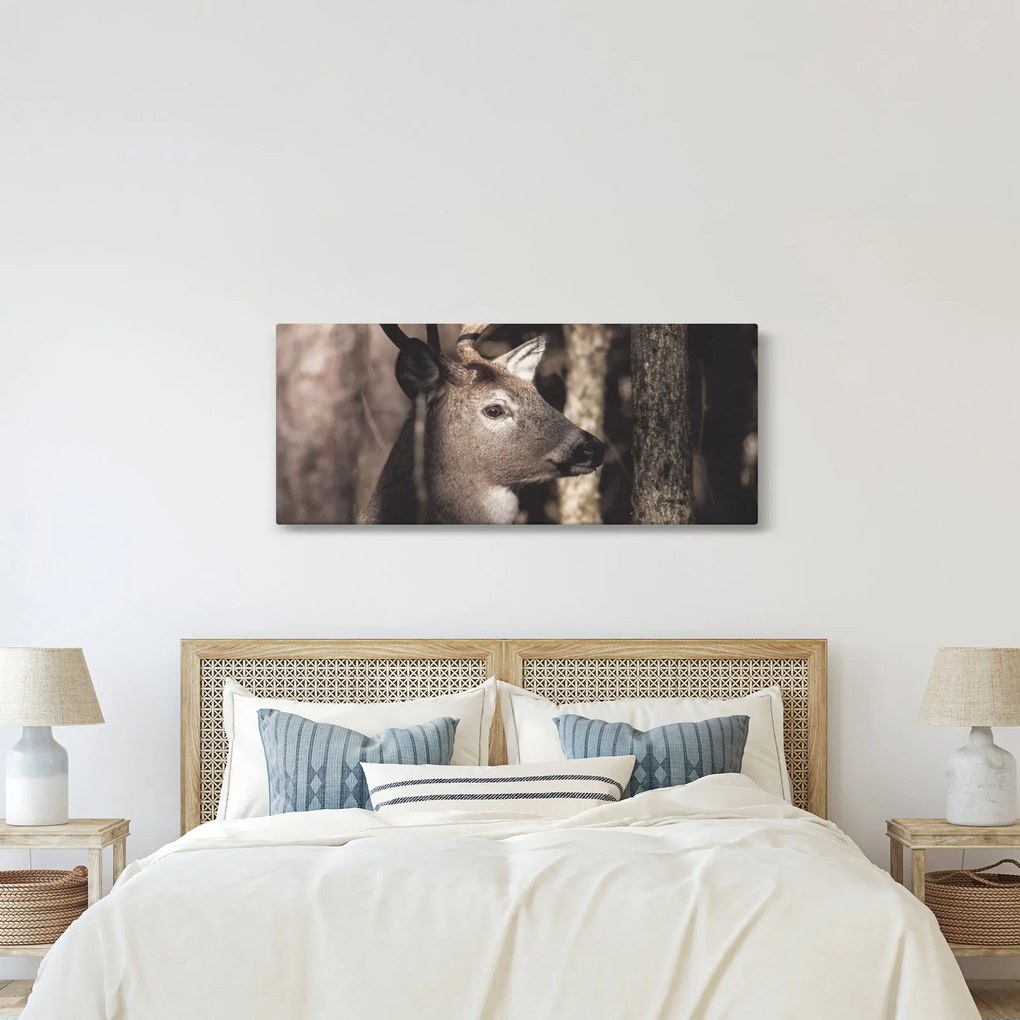 Tablou - Cerb în pădure (120x50 cm)