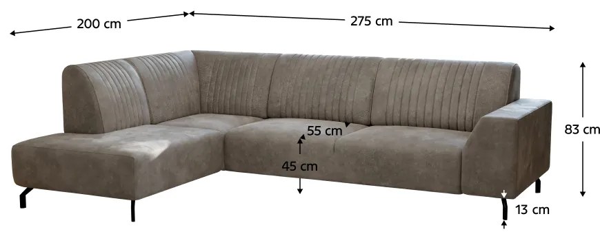 Set canapea, maro deschis, stânga, PRITY ROH