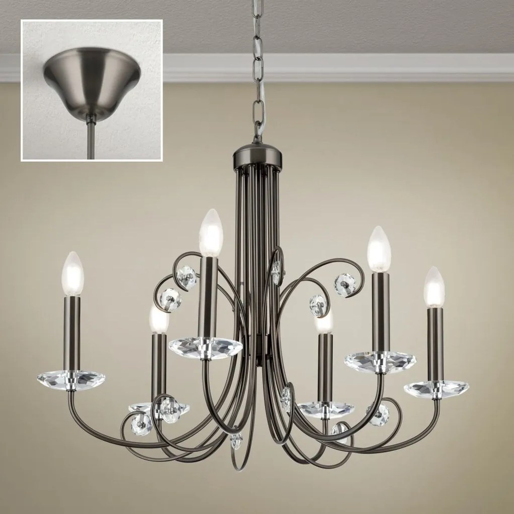 Candelabru stil clasic cu cristal K9 ARIANE 6L nickel inchis