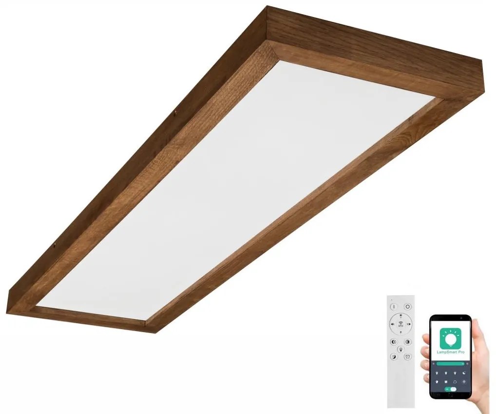 Plafonieră LED dimabilă Brilagi WOODY FRAME LED/50W/230V stejar 120x30 cm IP44 + telecomandă