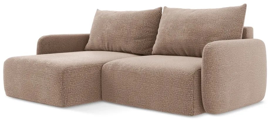 Colțar maro deschis extensibil/cu spațiu de depozitare (cu colț pe partea stângă) Kalena – Makamii