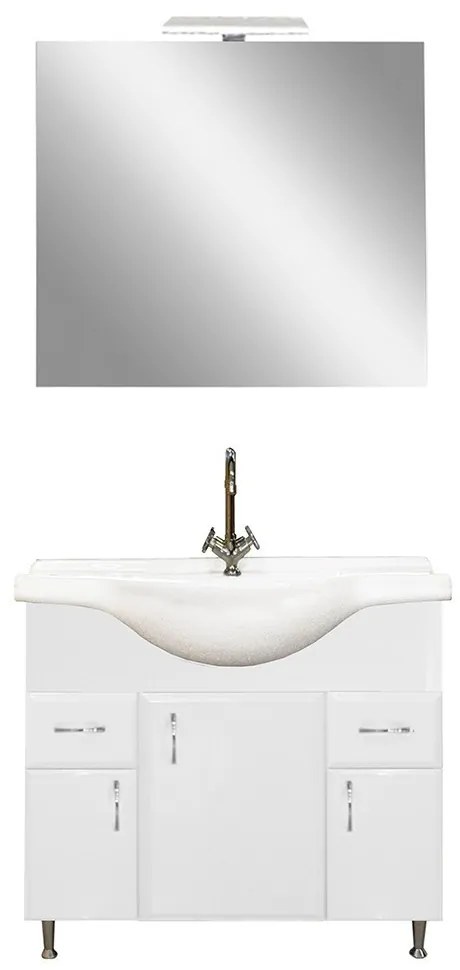 Mobilier complet de baie Bianca Prime 85, alb lucios