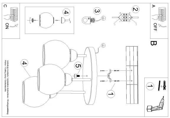 Lustră pe tijă ALINO 3xE27/60W/230V neagră Sollux SL.1140