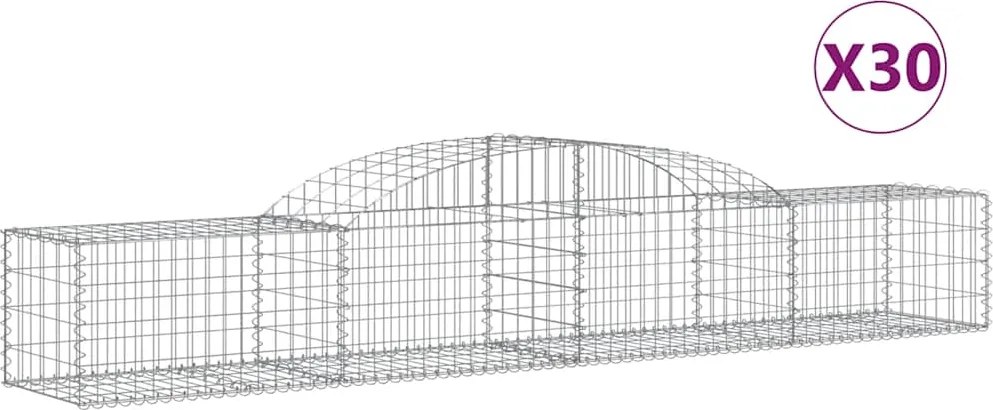 vidaXL Coșuri gabion arcuite, 30 buc., 300x50x40/60cm, fier galvanizat
