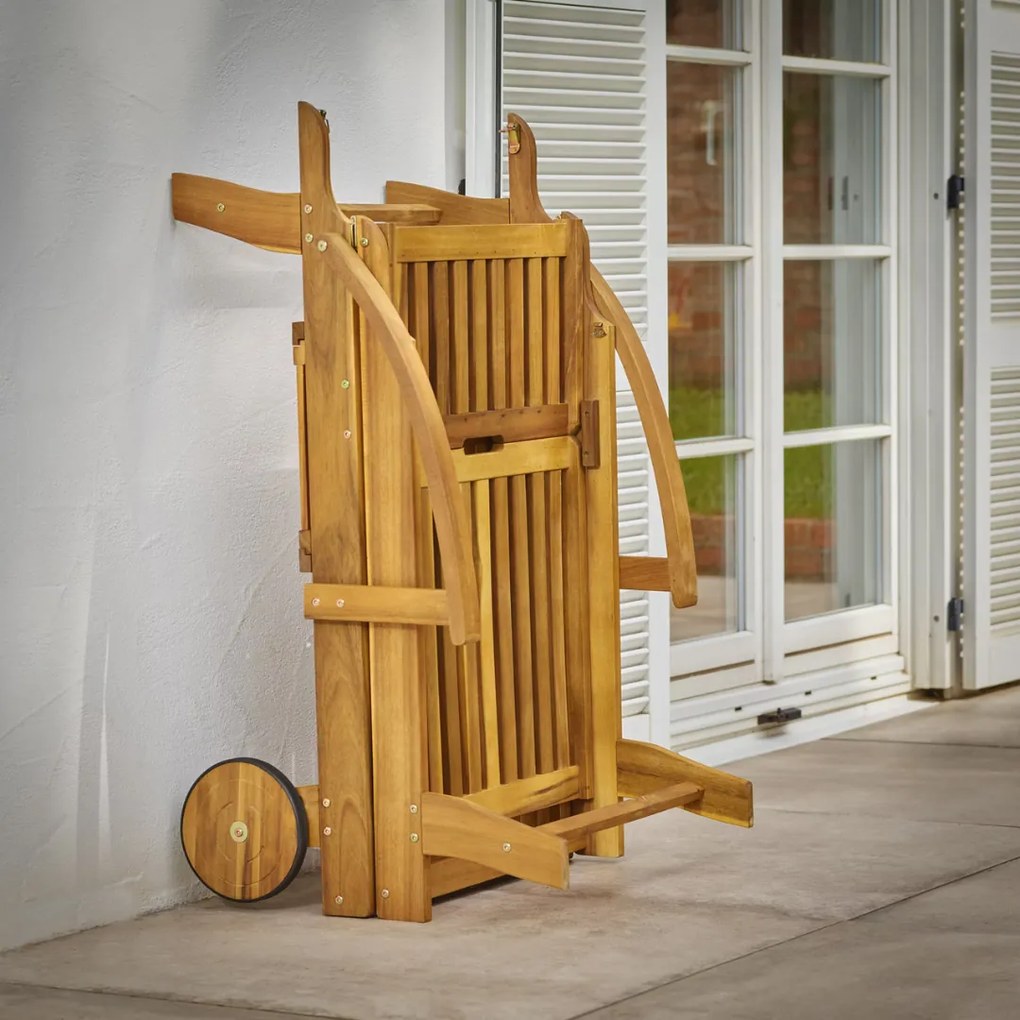 Șezlong de grădină TAMI SUN, 195,5x69x85cm, natur maro Jurhan