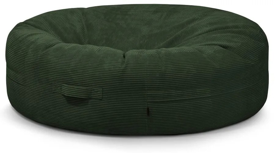 Fotoliu bean bag verde cu tapițerie din catifea reiată Roll 190 – SLOWDOWN