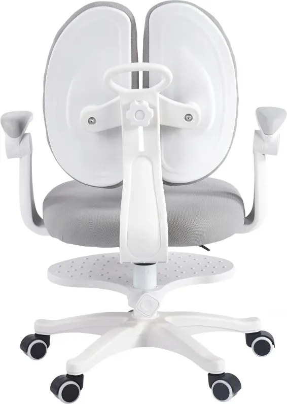 Scaun ergonomic pentru copii, spatar reglabil, suport picioare reglabil, rotativ, Gri