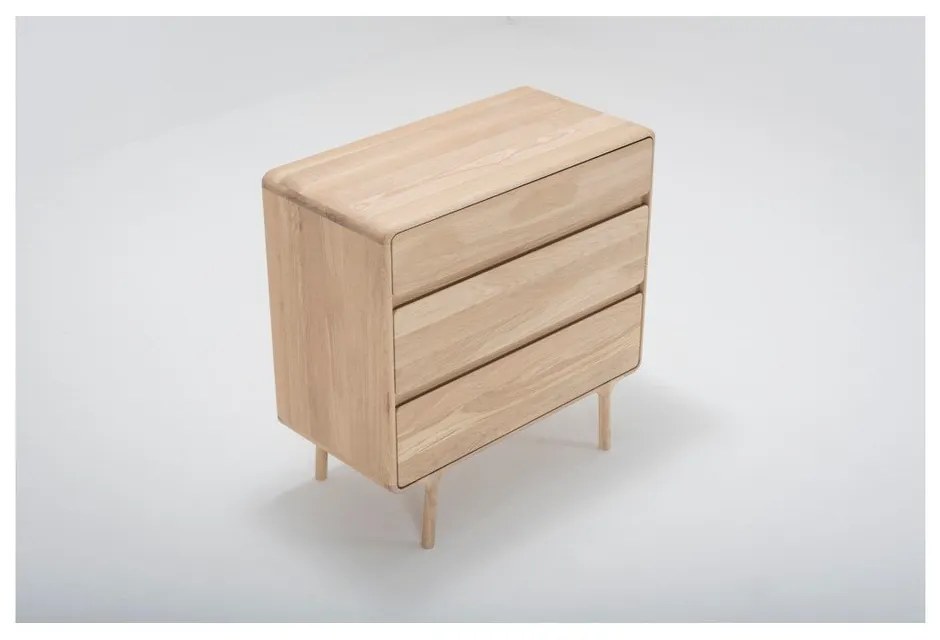 Comodă din lemn masiv de stejar cu 3 sertare Gazzda Fawn