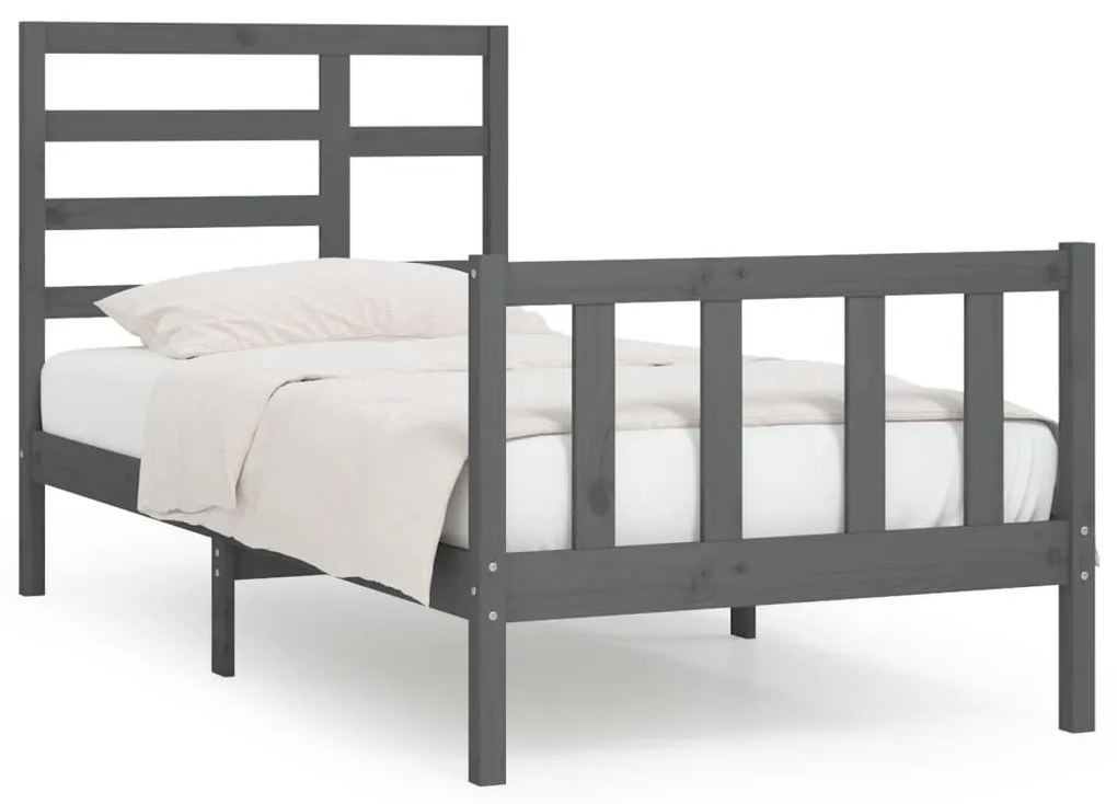 3107605 vidaXL Cadru de pat, gri, 100x200 cm, lemn masiv de pin