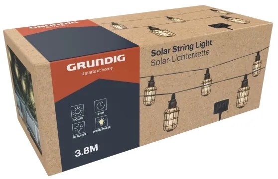 Lanț LED solar Grundig 10xLED 3,8m IP44 alb cald