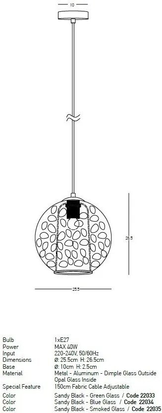 Pendul design modern Pinco negru nisipos, verde