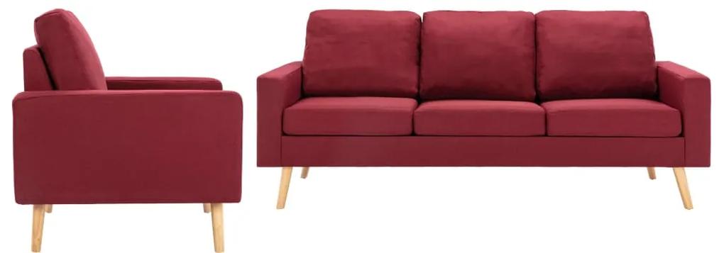 vidaXL Set de canapele, 2 piese, roșu vin, material textil