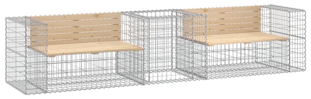 3196245 vidaXL Bancă de grădină cu coș gabion, lemn masiv de pin