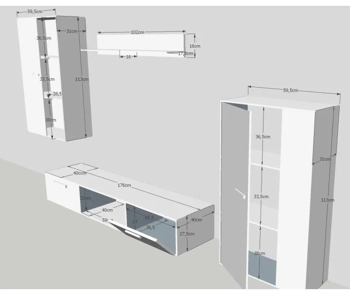 Dulap living, alb, SALESA II.