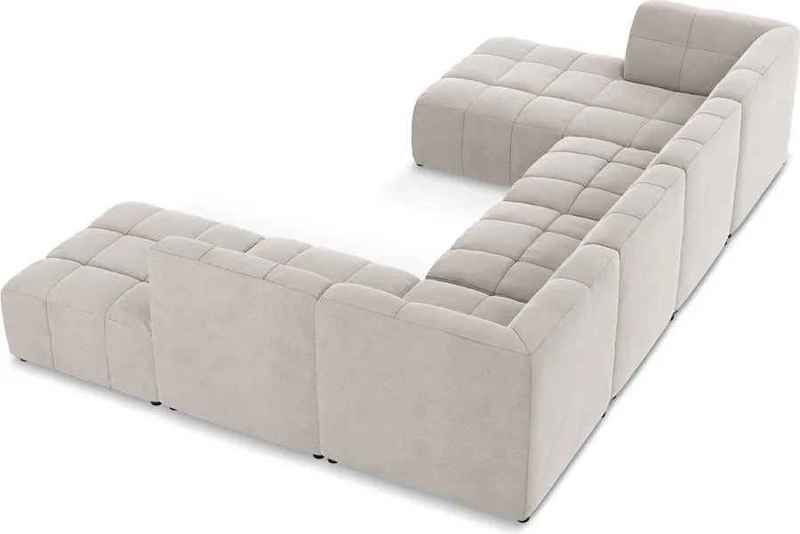 Colțar bej cu tapițerie din catifea (în formă de "U") Aloha – Makamii