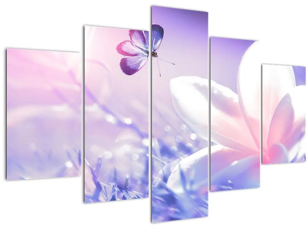 Tablou - Fluture lângă floare (150x105 cm)