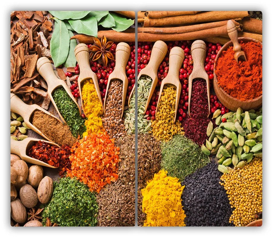 Tocator din sticla condimente colorate