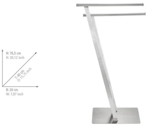 WENKO 24397100 - Suport pentru prosoape LIRIO 20x76,5 cm inox/satinat