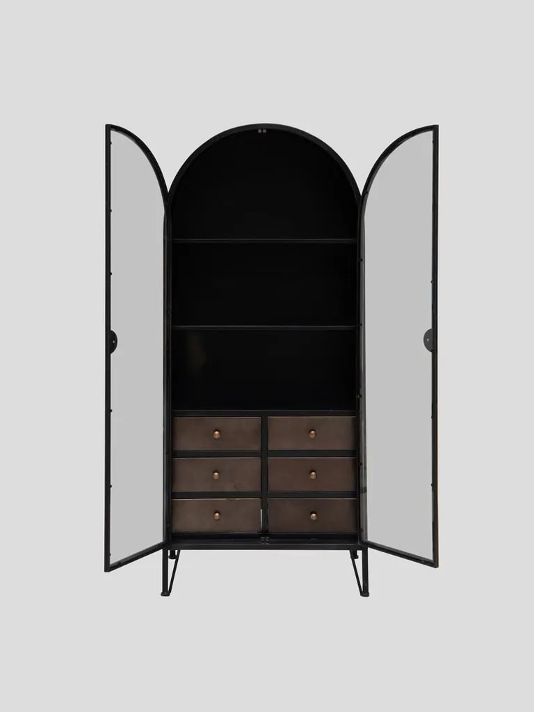 Vitrina din metal si sticla, cu 2 usi, aspect vintage, Walton