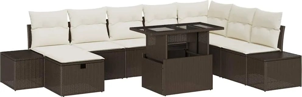 vidaXL Set de canapele pentru grădină 11 pcs Maro Rattan poli