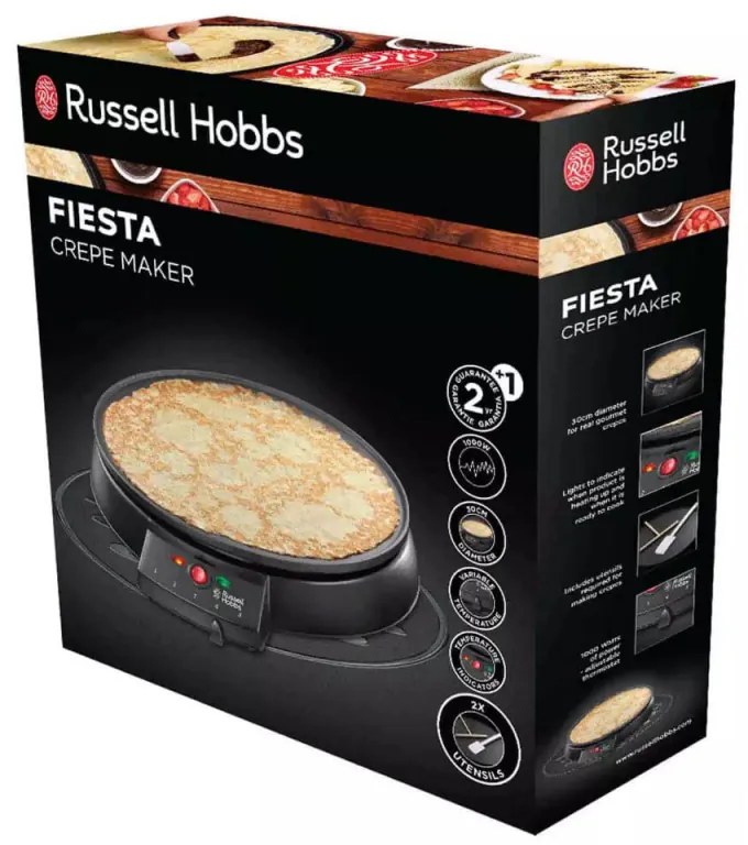 Resigilat: Aparat pentru preparat clatite Russell Hobbs Fiesta 20920-56, 1000W, 30cm, Termostat, Negru