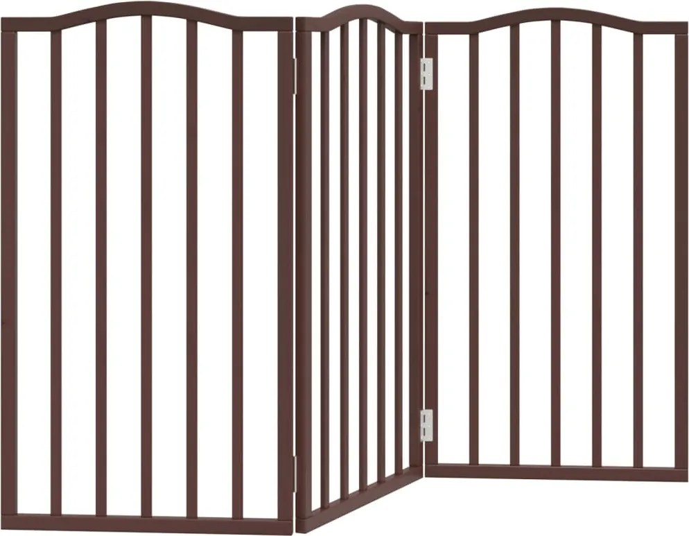 vidaXL Poartă de câini pliabilă 3 panouri stejar maro 150 cm lemn plop