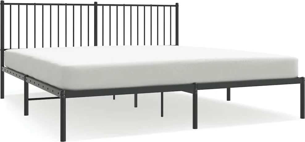 vidaXL Cadru de pat metalic cu tăblie, negru, 183x213 cm