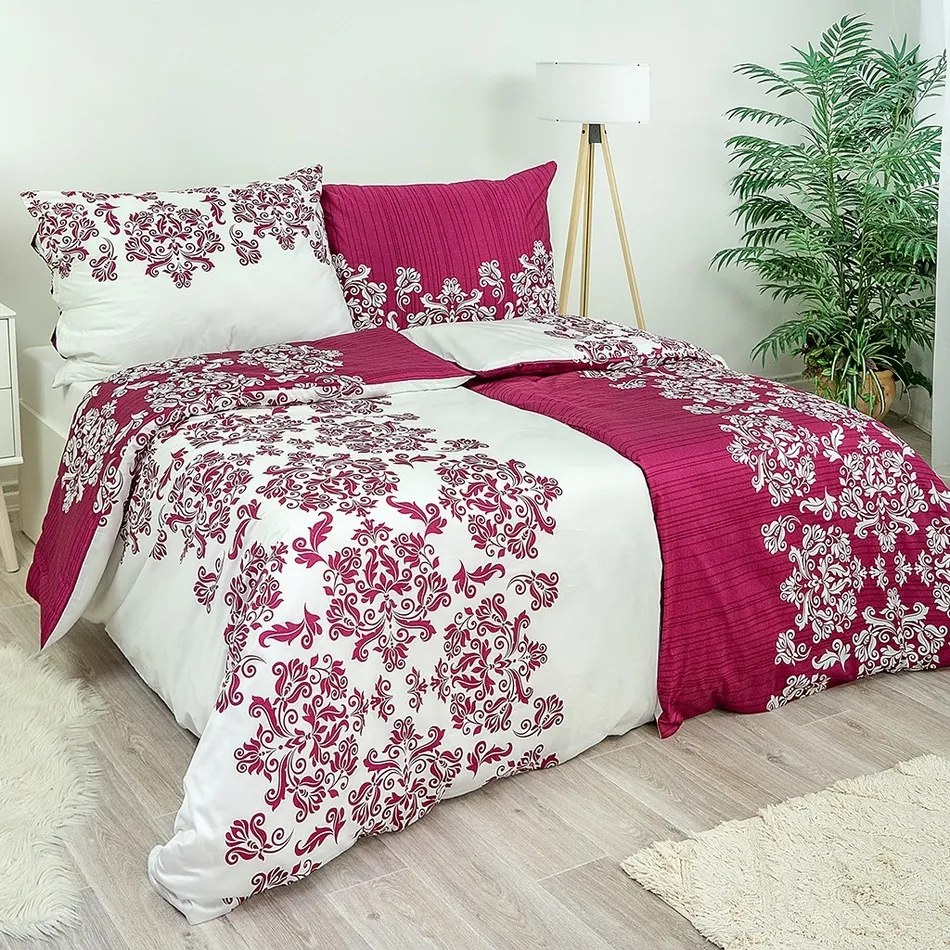 Lenjerie de pat din satin Stanex Venzel burgundy, 140 x 200 cm, 70 x 90 cm, vișiniu, 140 x 200 cm, 70 x 90 cm