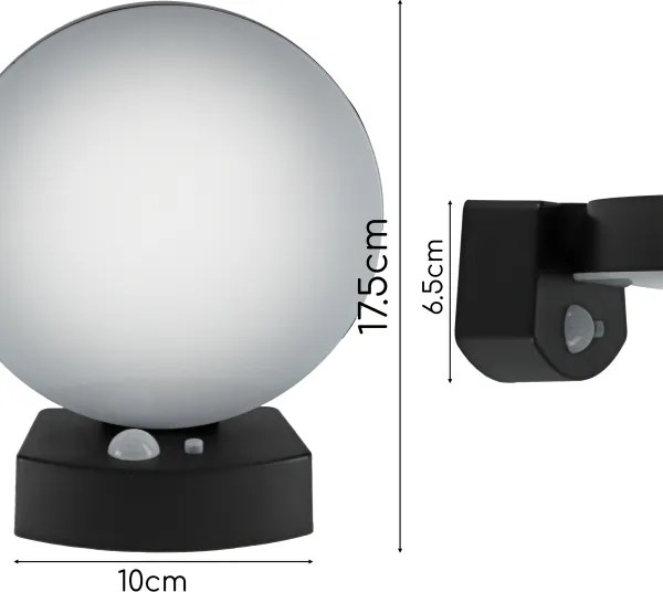 Aplică de perete solară LED cu senzor LED/3W/3,7V 1800 mAh IP54 negru