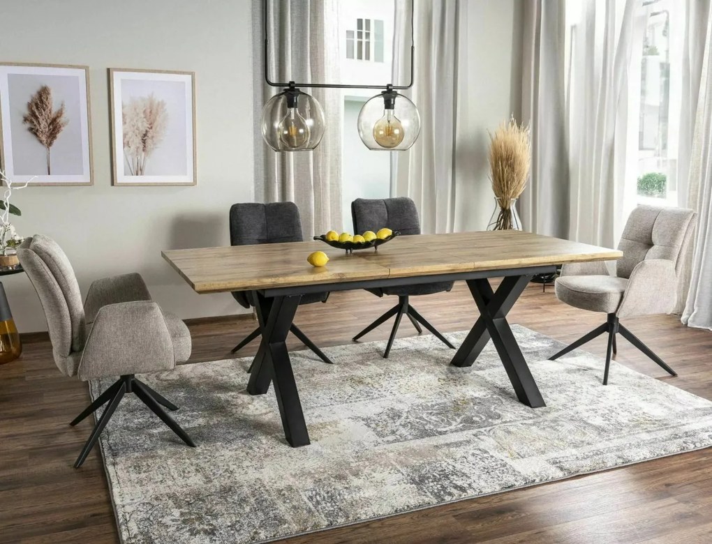 Masa extensibila Xaviero II stejar artizan/negru L160-240xl90 cm