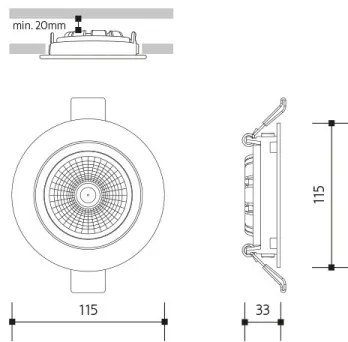 Corp de iluminat LED încastrat LED/18W/230V 3000K d. 11,5 cm alb